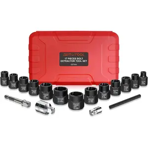 GETLITOOL 17Pcs Impact Bolt Extractor Tool Set, 42CR-MO Impact Bolt & Nut Remover Set with Storage Case, Nut Extractor Socket with Adapter for Car Repair, Machine Maintenance, Tools for Men's Gift