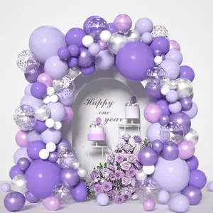 Purple Balloon Arch Kit 139pcs Lavender Balloon Arch Kit with Metallic Confetti Balloons Purple and Silver Balloons for Baby Shower Birthday Wedding Anniversary Party Decorations