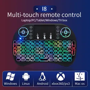 i8 Mini Wireless Keyboard Touchpad 7-color Backlit Plug and Play Super Cool Design Perfect for Android TV Box Smart TV Projector PS3 and more