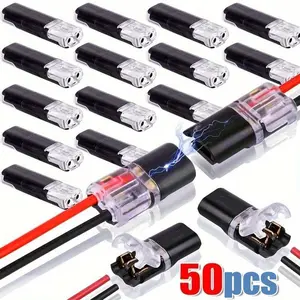 50pcs Wire Connector（18–22 AWG）Dual-Wire Tool-Free Plug-In Quick Connector for Single-Color RGB CCT LED Strips Extend Branch Repair TV Backlight Cabinet Bedroom Game Room DIY
