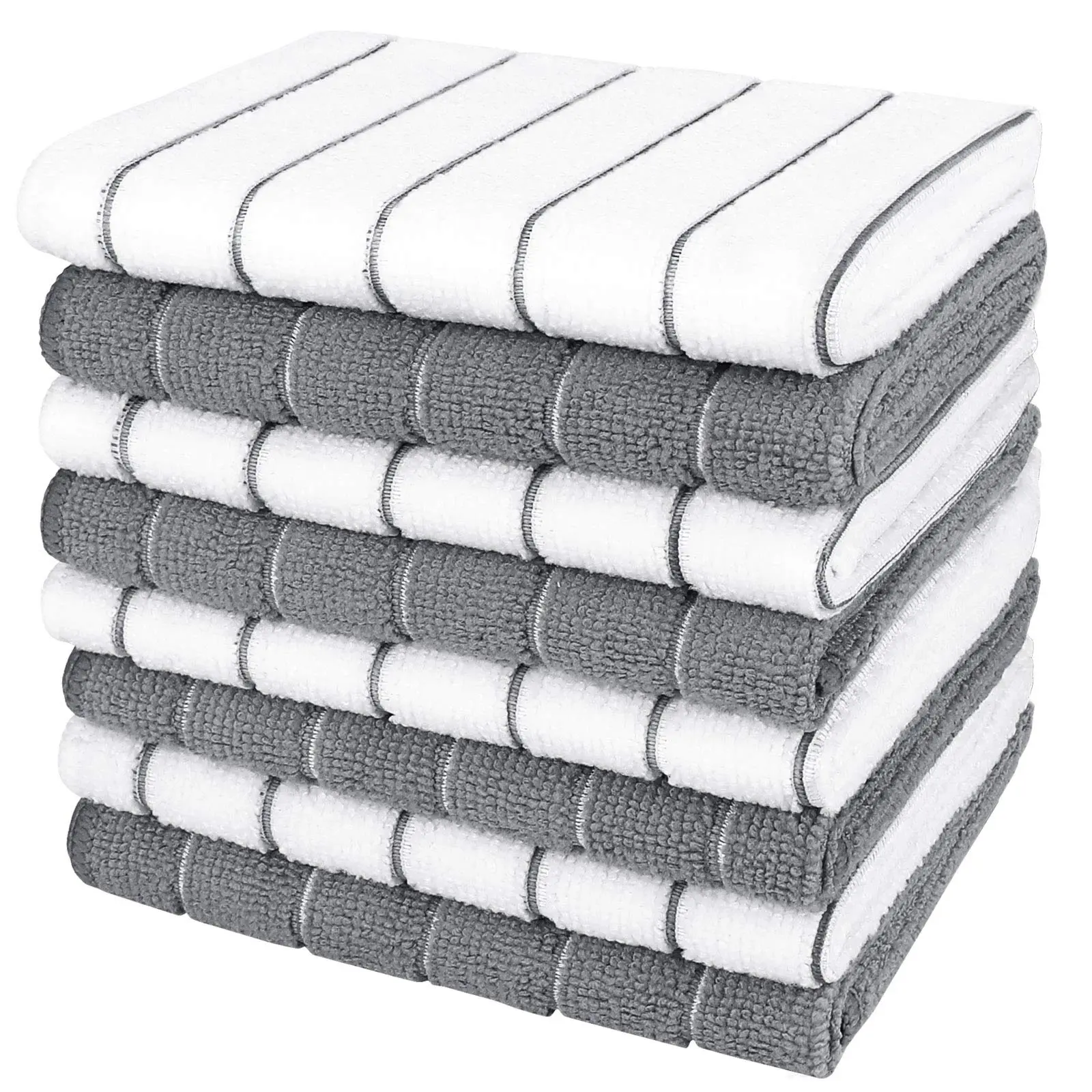 8-Pack Kitchen Towels 12 x 12 Inch, Super Absorbent Dish Cloths, Soft Lint-Free Reusable Cleaning Towels for Kitchen & Home