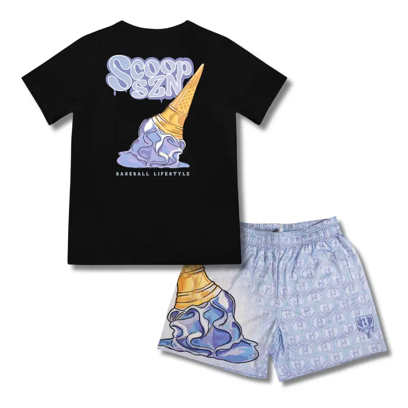 Baseball Lifestyle 101 Scoop SZN Tee & Shorts Set | for Youth & Adults |