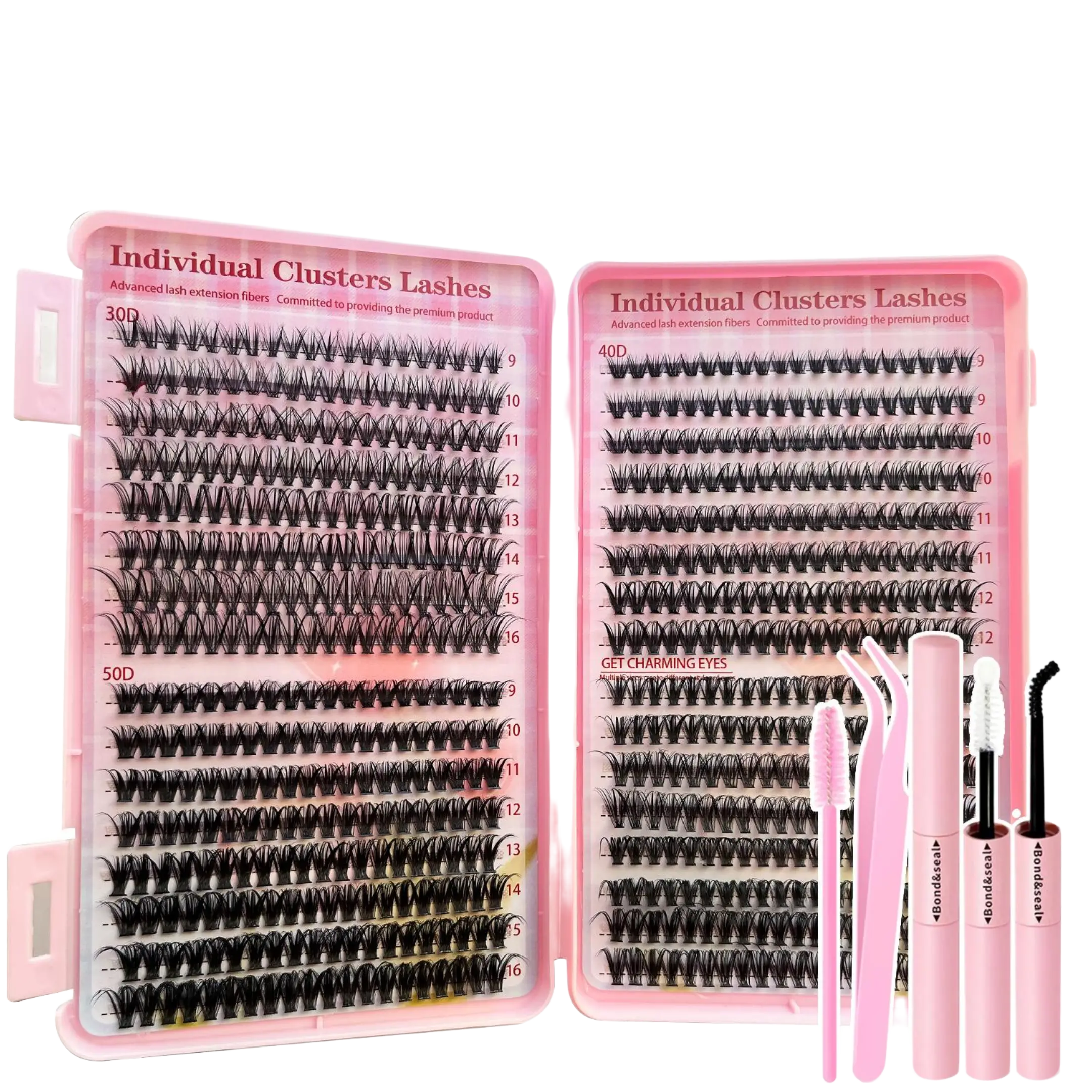 640/280pcs Eyelash Extensions Kits with Glue& Tweezers& Eyelash Brush, 9-16mm, 304050P, Eyelashes, Mixed Length Lashes, Exquisite Gift Set Beautiful Gift, Wedding, Music Festival, Thanksgiving Day