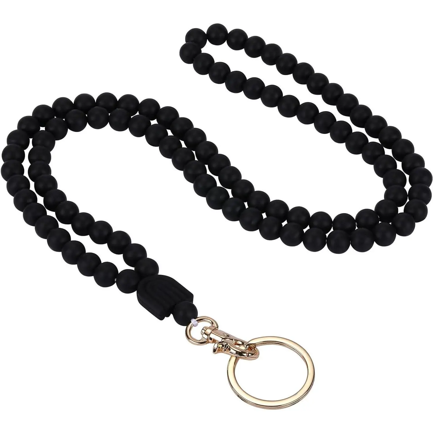Beaded Silicone Lanyard - 360-Degree Rotatable, 21" Length, 35" Circumference, Breakaway Safety Clasp, Multi-Color Rainbow ID Badge Holder & Key Strap, Back-to-School Beach Accessory, Ideal Gift for Sisters, Business