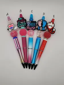 Nurse Theme Beaded Pens - Assorted Beads with Unique Designs for Creative Writing and Writing Practice