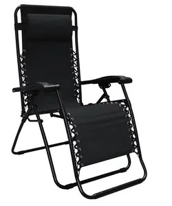Caravan Sports Zero Gravity Outdoor Folding Camping Patio Lounge Chair, Black