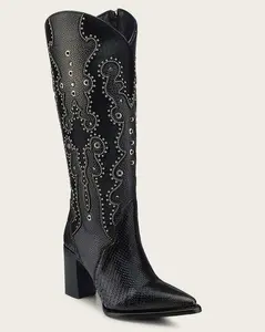 CUADRA WOMEN'S TALL BLACK EXOTIC WESTERN STYLE BOOT