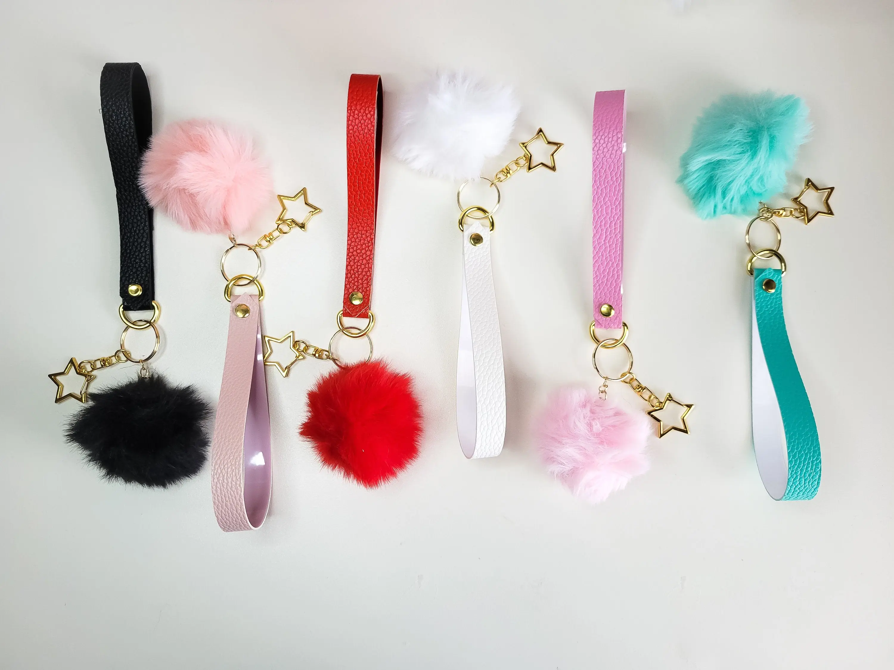 Mini Faux Leather Wristlet Keychain