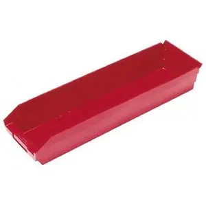 Quantum Storage Systems Solid Plastic Hopper Shelf Bin Organiser Boxes - Polypropylene, 6-5/8" W x 23-5/8" D x 4" H, 50 Lb Capacity, Model QSB 106RD