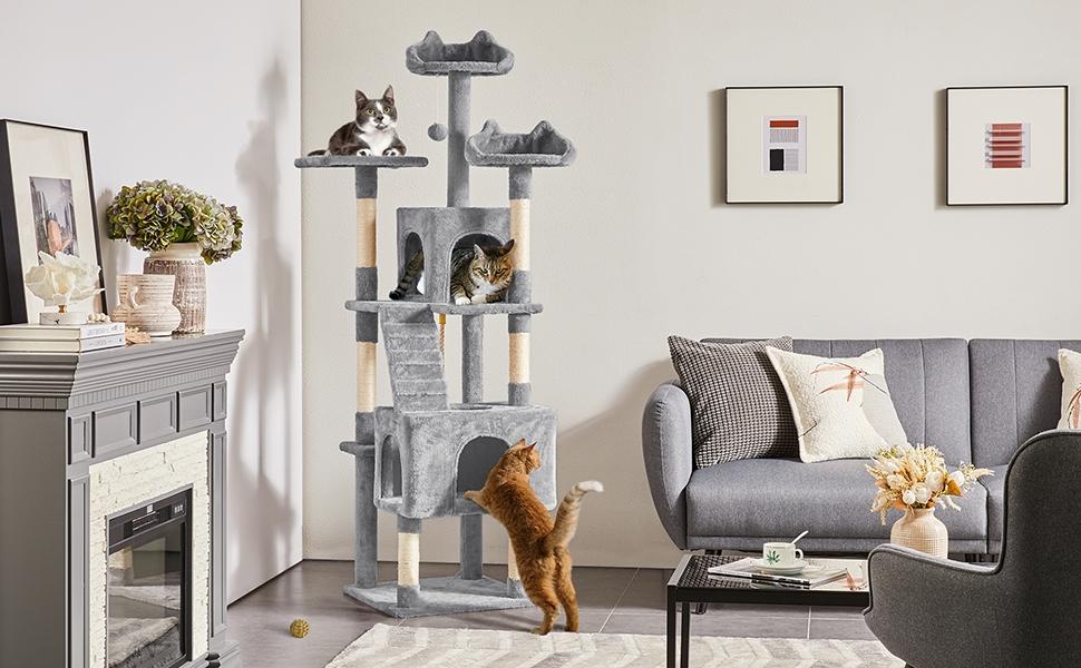 【On Sale】Yaheetech Cat Tree, 42/57.5/65/72in Cat Tower for Indoor Cats, Cat House with Platform, Scratching Posts, Double Condos, Cat Climbing Frame Bed Furniture