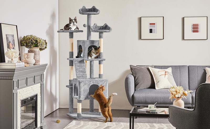 Yaheetech Cat Tree, 42/57.5/65/72in Cat Tower for Indoor Cats, Cat House with Platform, Scratching Posts, Double Condos, Cat Climbing Frame Bed Furniture