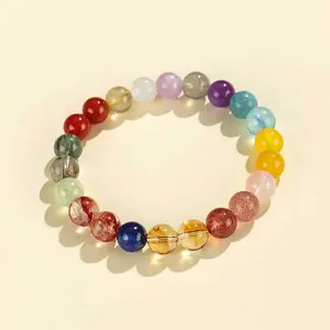 Women's Strawberry Quartz & Lavender Amethyst Mixed Gemstone Bracelet - Pink Love Crystal, Calming Healing Energy, Spiritual Mindfulness, Stress Relief, Unique Stacking Beaded Stretch Design, Trendy Aesthetic Gift, Daily Wear, Stacking Look