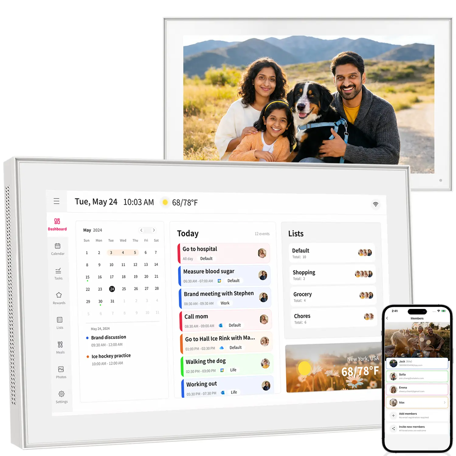 15.6 Inch  Digital Calendar, Meal Schedule, Duty Chart, HD Smart Touch Screen Home Interactive Electron Calender - Built-in Digital Photo Frame Function, Wall-Mountable (white, 15.6), #SummerWins, #DealsForYouDays summerwins
