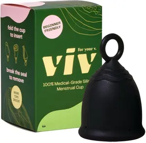 Large Premium Menstrual Cups for Heavy Flow, Pull Tab Ring Stem Easy Removal, Soft Tampon Alternative, Comfortable 12 Hour Wear, Medical-Grade Silicone Reusable Period Cup Plastic Organic