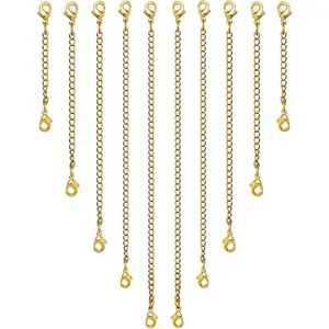 Necklace Extender 10 count Chain Extenders for Necklaces Bracelet, 14K  Plated Stainless Steel Extension Chain for Women  Making