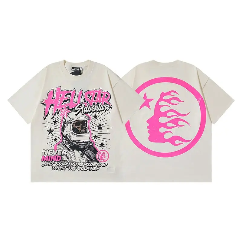 Hellstar Adventure Graphic T Shirt, Pink Astronaut Streetwear Tee
