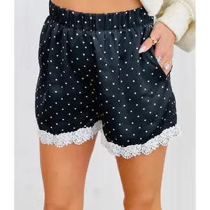 Black Polka Dot Lace Trim Shorts (Reg. and Plus)
