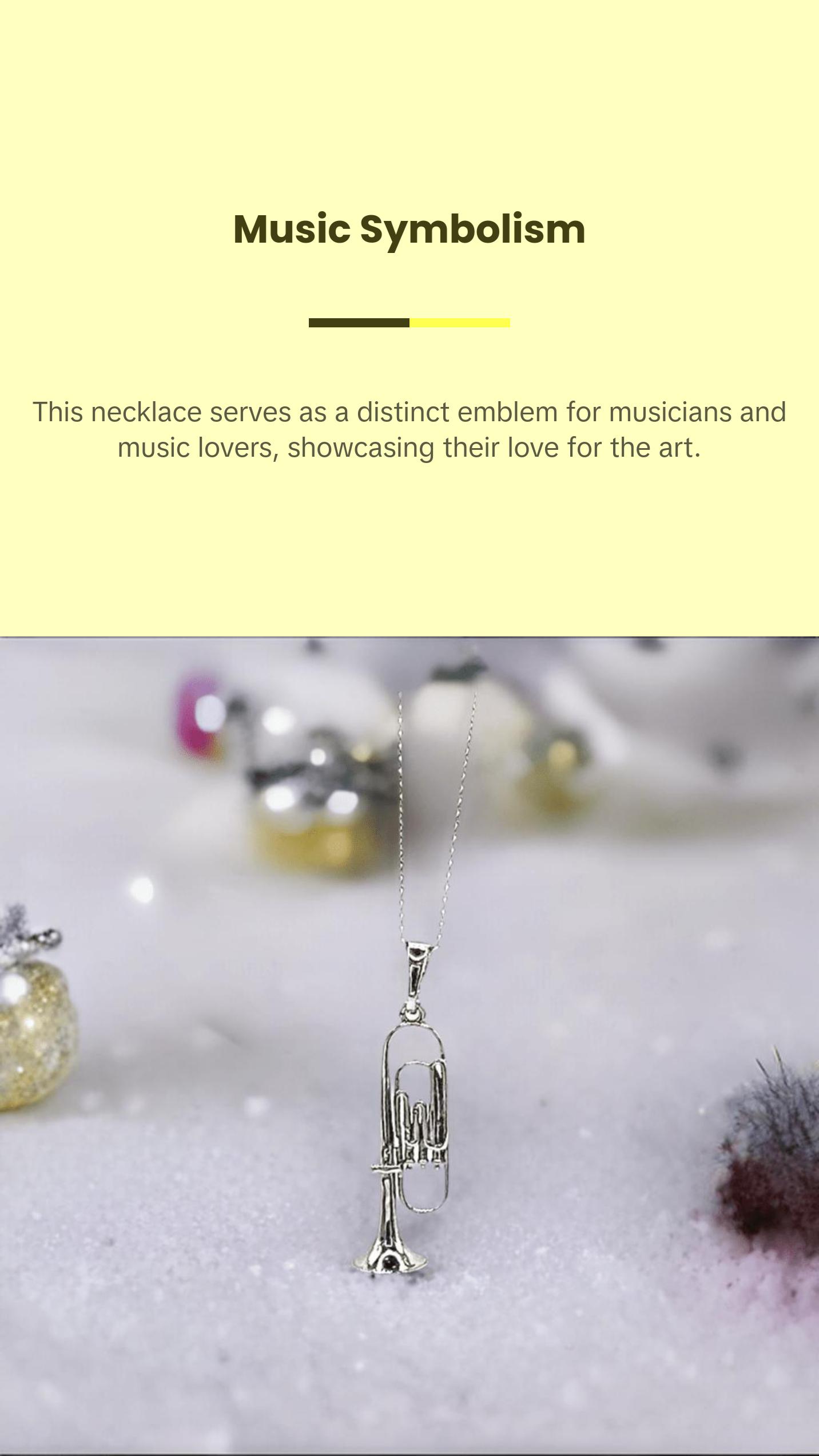 Trumpet Necklace with Chain and Pendant Featuring Trumpet Design