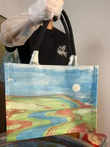 Handmade Marble Pattern Canvas Tote Bag (Stylish Shopping Bag)