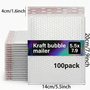 50/100 Pcs 5.5x7.9 Inch Bubble Mailers, Self-Sealing Padded Shipping Envelopes, Waterproof Tear-Resistant Bags for Mailing Rings, Mini Cosmetics & Gift Cards
