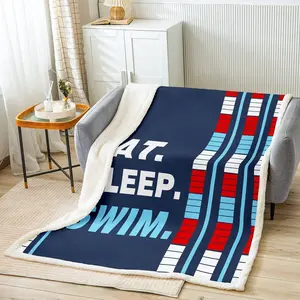 Swimmer Sherpa Throw Blanket,Water Sports Theme Fleece Blanket,Swimming Lane Decor Plush Blanket,Swim Lover Fuzzy Blanket Flannal Blanket