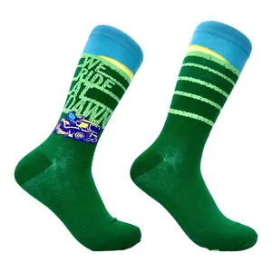 Men's We Ride At Dawn Socks Funny Lawn Care Cutting Grass Pattern Joke Footwear Funny Graphic Socks Comfortable Fitted Spandex Cotton