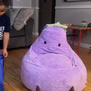 【Valentine's Day gift】Modern 24/31 Inch Bean Bag Chair for Padded Toddler Sofa with High Rebound Memory Foam Beige Purple Eggplant Design