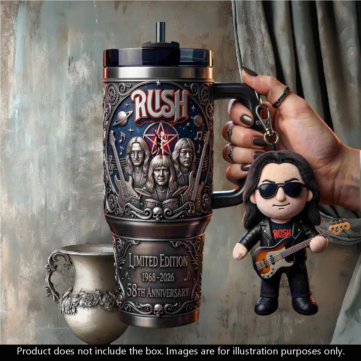 Rush Band 58th Anniversary Limited Edition Commemorative Tumbler 40oz, Stainless Steel Insulated Travel Mug With Handle, Rock Music Fan Gift