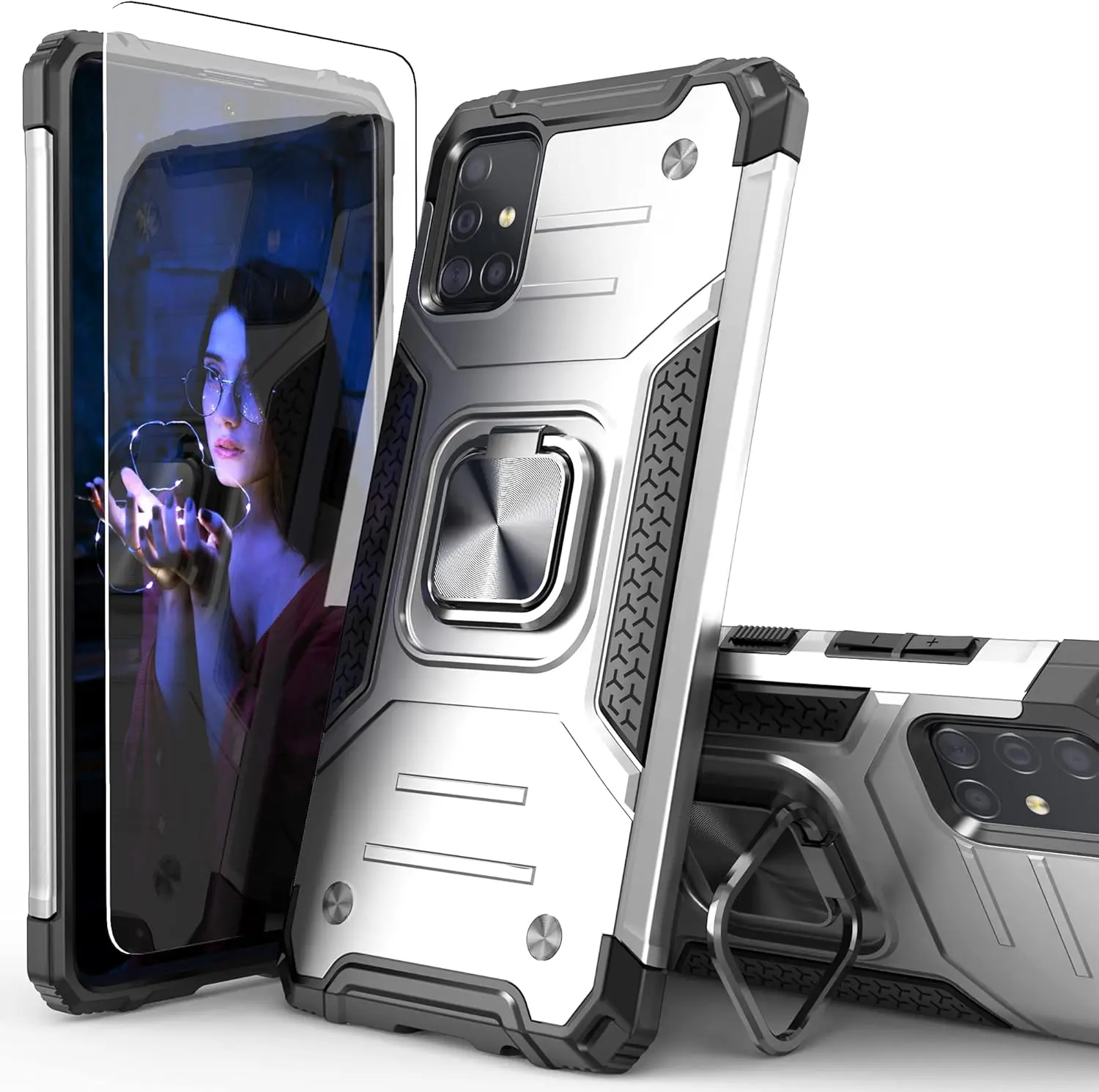 for Galaxy A71 5G Case with Screen ProtectorShockproof Drop Test Slim Fit Cover with  Mount Kickstand Lightweight Protective Cover for Galaxy A71 5G,