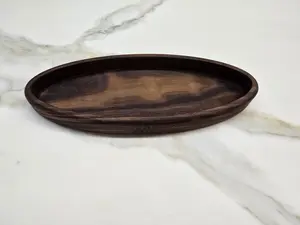 Black Walnut Oval Tray Catch All  Solid Wood with Natural Grain Patterns Decorative Serving Platter