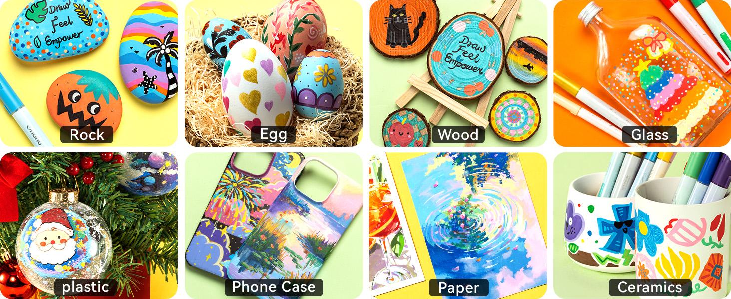 Ohuhu 48PCS Acrylic Paint Pens Double Pack of Fine Tip & Reversible Tips (Chisel & Round) 24-Color High Opacity Paint Marker for Rock Wood Glass &More