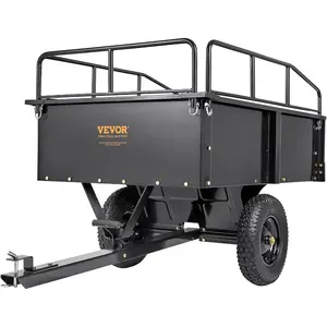 VEVOR 28 Cu. Ft 1800Lbs Steel ATV UTV Trailer Tow Behind Dump Cart, Heavy Duty Pull Behind Utility Dump Trailer for Lawn Mower Trailer Tractor Garden Yard with Removable Rear PanelVEVOR Super Brand Day