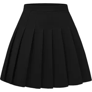 Women Pleated Skirt A-Line Short Mini Basic Skirt School Uniform Cheerleader Skirts Skater Skirt