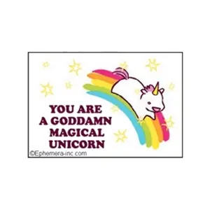 Ephemeria Inc. Magical Unicorn Magnet - Decorative Rectangle with Colorful Design and "YOU ARE A GODDAMN MAGICAL UNICORN" Text