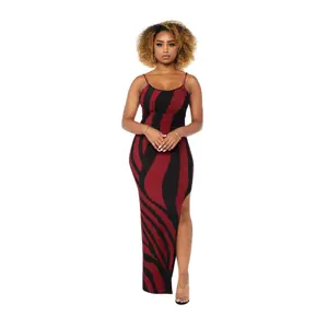 Burgundy Zebra Dress Lightweight Comfortable