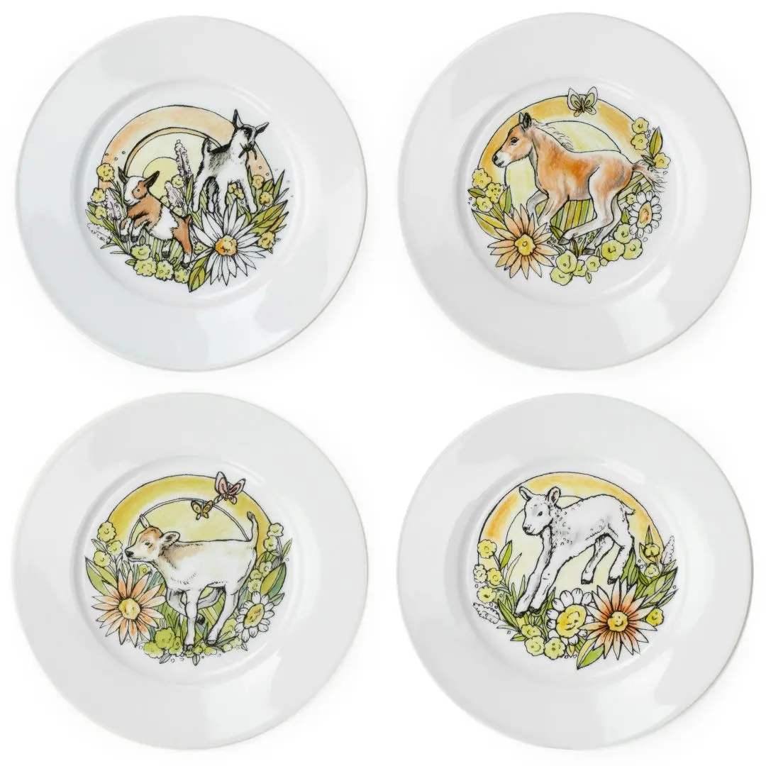 Everything Kitchens Barnyard Baby Animals 7.5" Dessert Plates (Set of 4) | Assorted