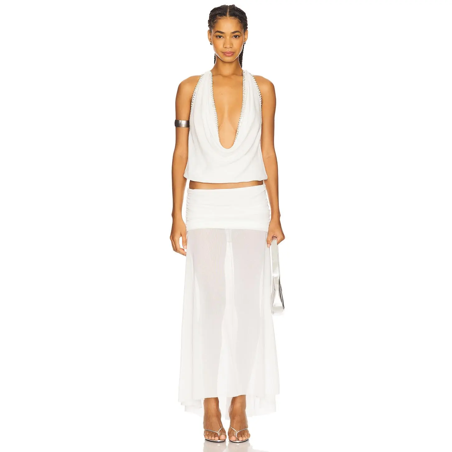 Jaded London Tatiana Backless Studded Top in White - TikTok Shop
