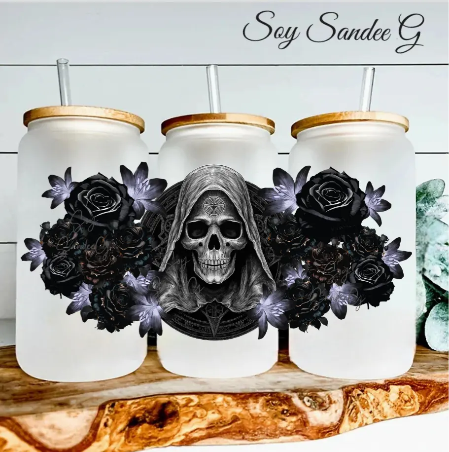 Gothic Skull & Black Roses - UVDTF Wrap for cups/hard surfaces sticker