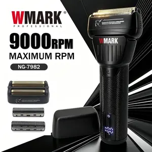 Wmark Electric Razor, 9000 Rpm, Ipx6 Waterproof, 1400mah Battery, Precision Trimmer, Travel Lock, Ultra-Thin Titanium Blade, Backup Head, Ng-7982