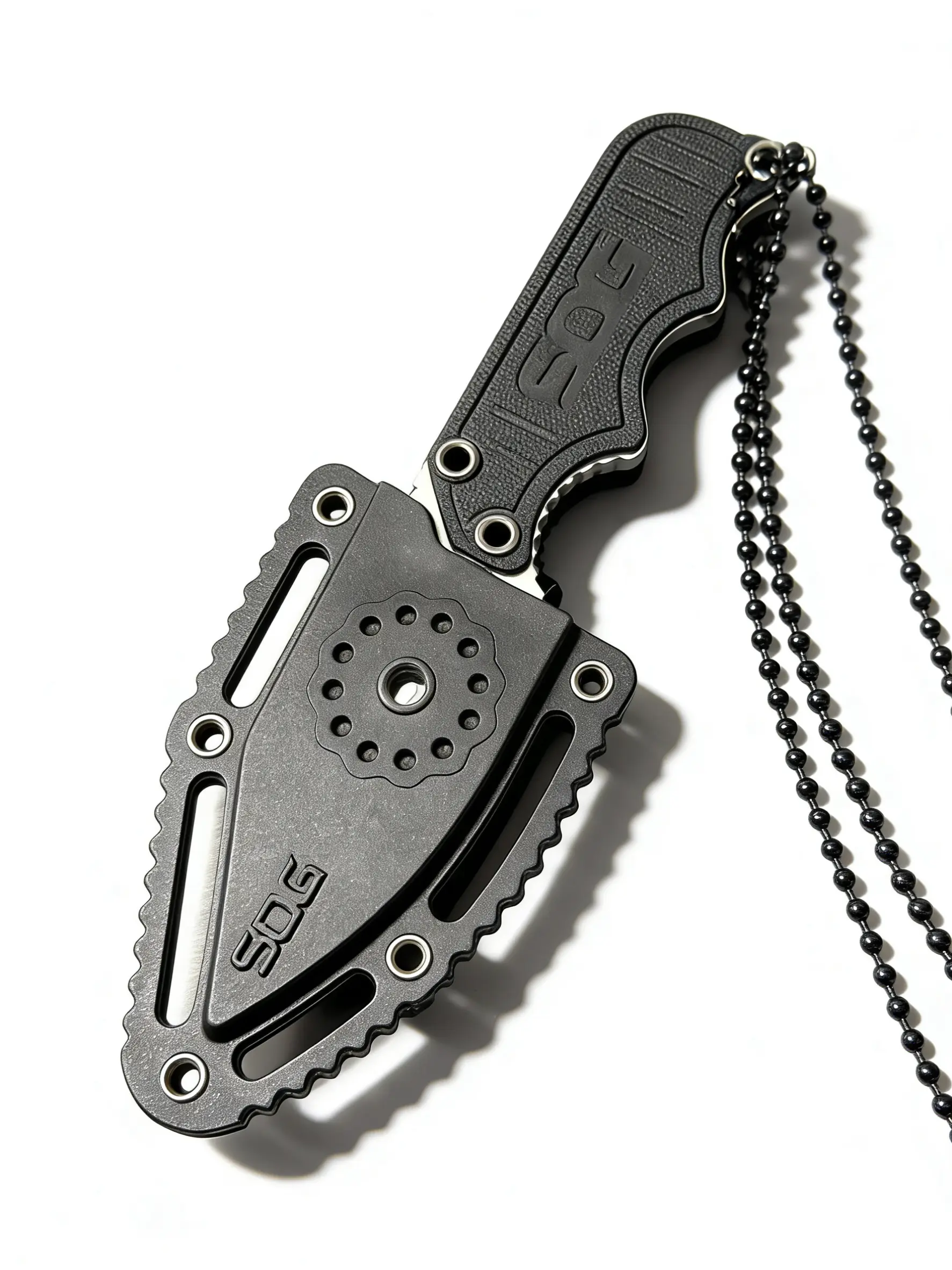 Compact Fixed-Blade Tactical Neck Knife with Sheath and Ball Chain for Camping Hiking Fishing Travel