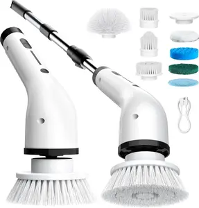 Electric Spin Scrubber, Cordless Shower Scrubber Full-Body IPX7 Waterproof, Electric Cleaning Brush with 4 Replaceable Brush Headsand 3 Adjustable Extension Handle, 2-Speed for Bathroom, Kitchen, Toilet, Window, Pool, tiktok shop deals