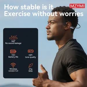 Bone Conduction Earphones 15 Hours Playtime, Bone Conduction Earbuds, Open Ear Wireless Earphones Sports Earphones with Mic, Suitable for Running, Cycling