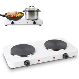 2000W Double Electric Burner Portable Dual Counter Stove Countertop Hot Plate Kitchen Cooker with 5 Gear Temperature Control-3152