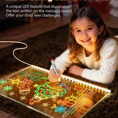 LED Note Board With Night Light 7 Colors Pen Acrylic Message Board DIY Children‘s Illuminated Drawing Board Kids Birthday Gift - View #2