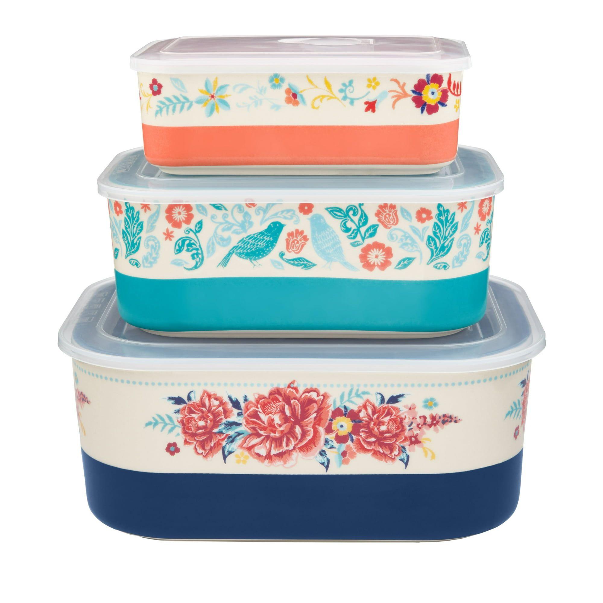 Keepsake Floral 6-Piece Rectangular Ceramic Nesting Bowls