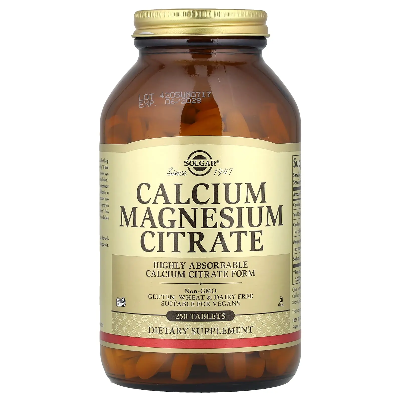 Solgar Calcium Magnesium Citrate, 250 Tablets