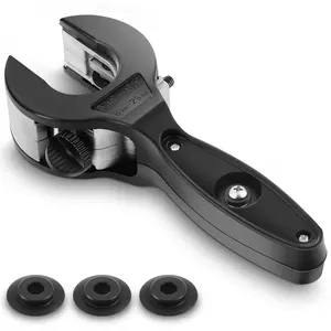 Ratchet Pipe Cutter Tool, Single Hand Quick Cut, 5/16” to 1-1/8”, Includes 3 Replacement Blades, for PVC Copper Aluminum Stainless Steel Pipes