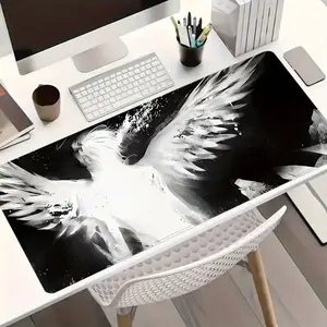 Anime Mouse Pad Angel Wing Design Desk Mat Extended XL MousePad Office Desk Accessories- Multicolor Non-Slip Stitched Edge Computer Mat For Desk 35.4x15.7 Inches Rubber Base Laptop Keyboard Pad for Home Office & Gamers,Durable and Spill-Resistant