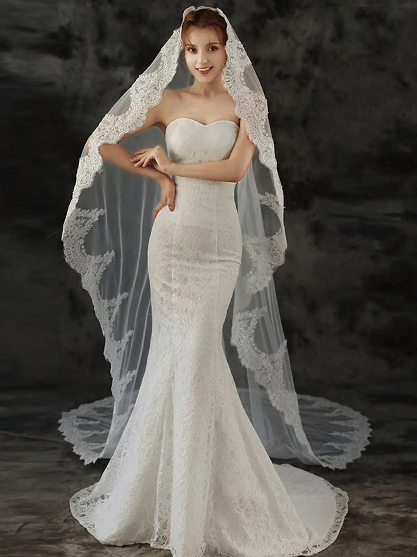 New Wedding Veil Accessories, Fairy Photo Props, Retro Lace Wedding Dress Accessories, Niche and High-End, Trailing Veil, Bride Veil, The Wedding Veil, Wedding Veils for Brides, Perfect for Special Occasions