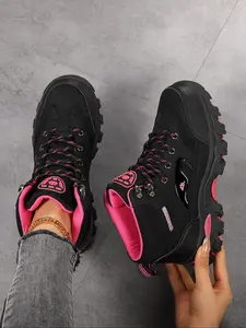 Women's Outdoor Hiking Shoes High-Top Lace-Up, Comfortable Non-Slip Sports Walking Boots for Spring & Fall, Ladies' Mountain Climbing Sneakers, Trekking Shoes, Trekking Camping Shoes